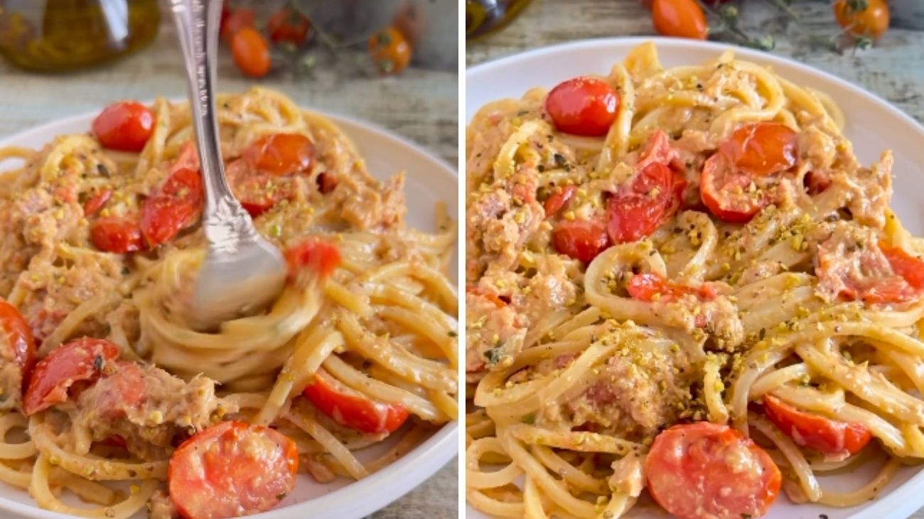 spaghetti-tonno-pomodorini-pistacchio-pesto-rossella-in-padella-ricetta